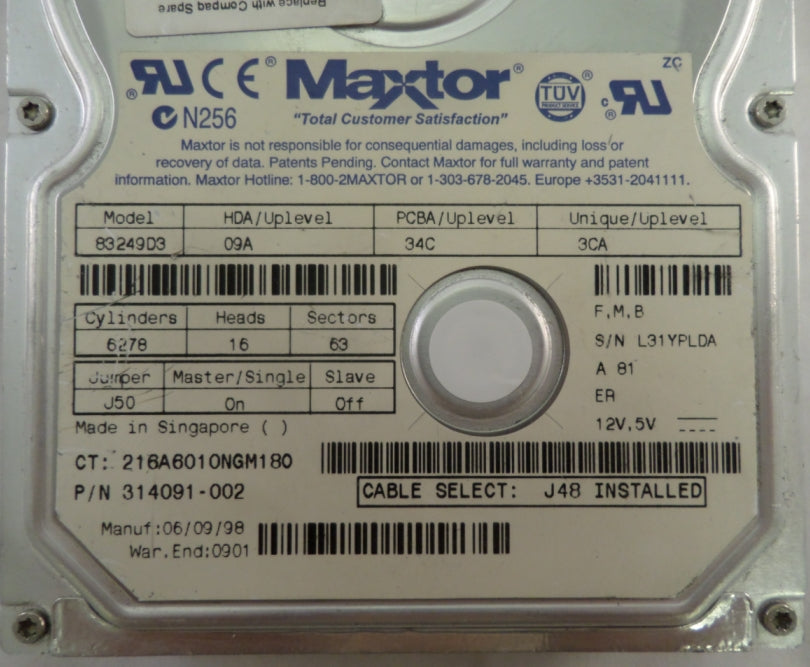 MC1931_83249D3_Compaq Maxtor 3.2GB IDE 5400rpm 3.5in HDD - Image2