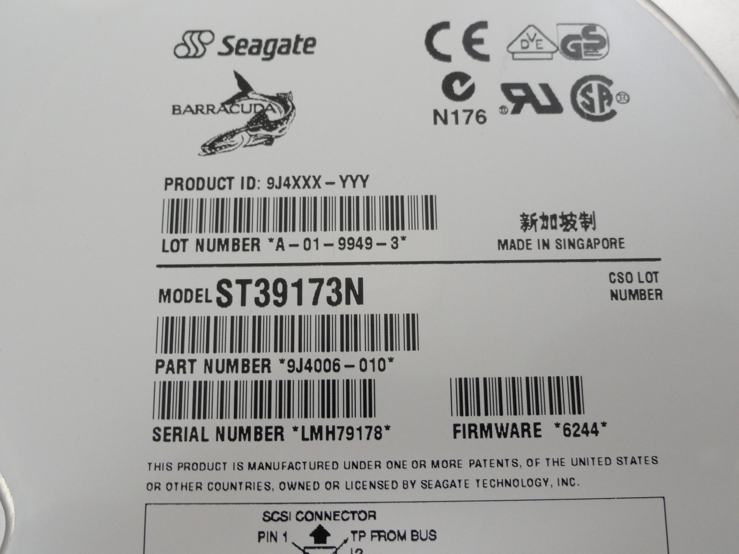 9J4006-010 - Seagate 9.1Gb SCSI 50 Pin 7200rpm 3.5in HDD - Refurbished