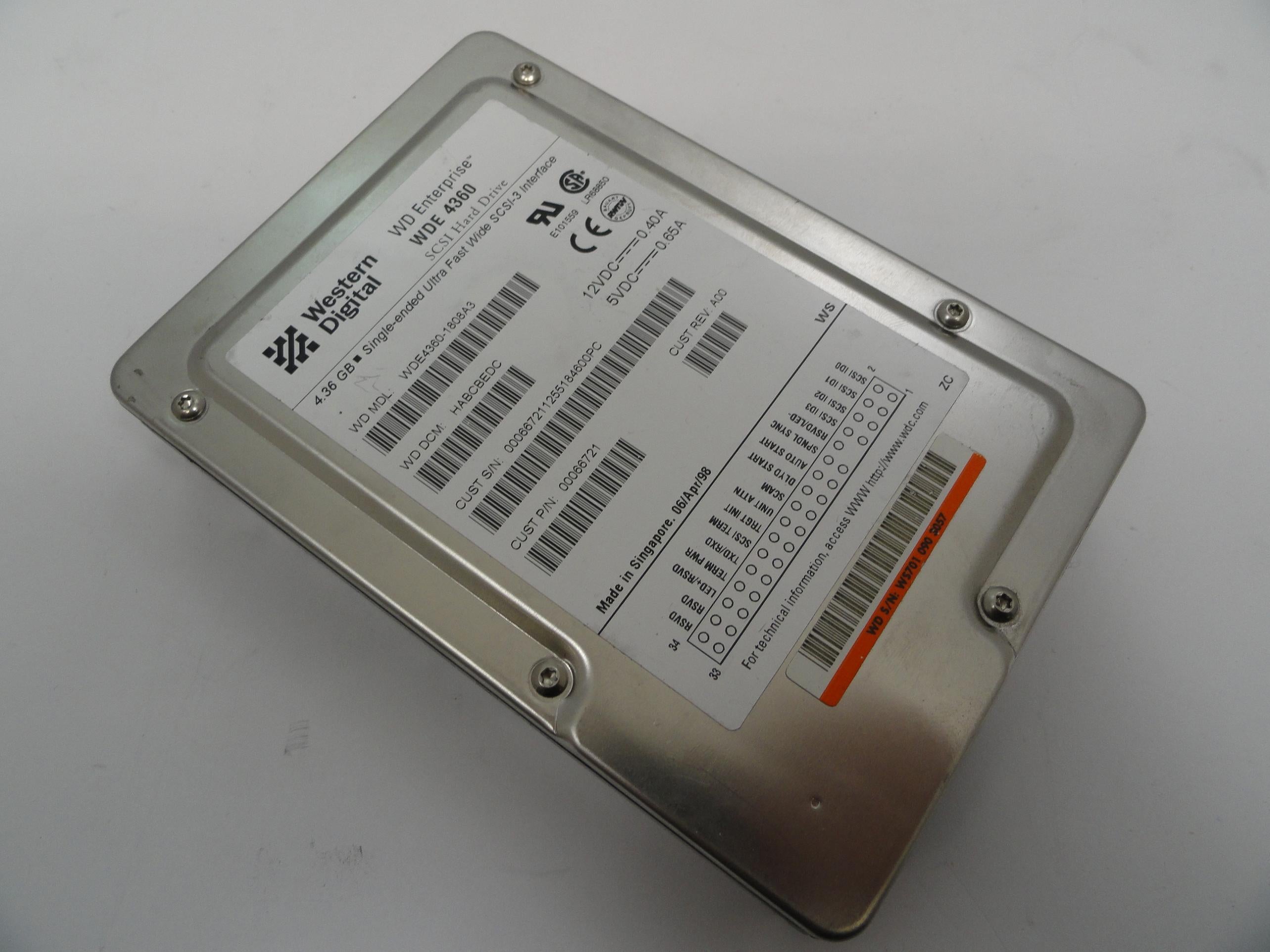 PR18697_WDE4360-1808A3_WD 4.3Gb SCSI 80 Pin 7200rpm 3.5in HDD - Image3