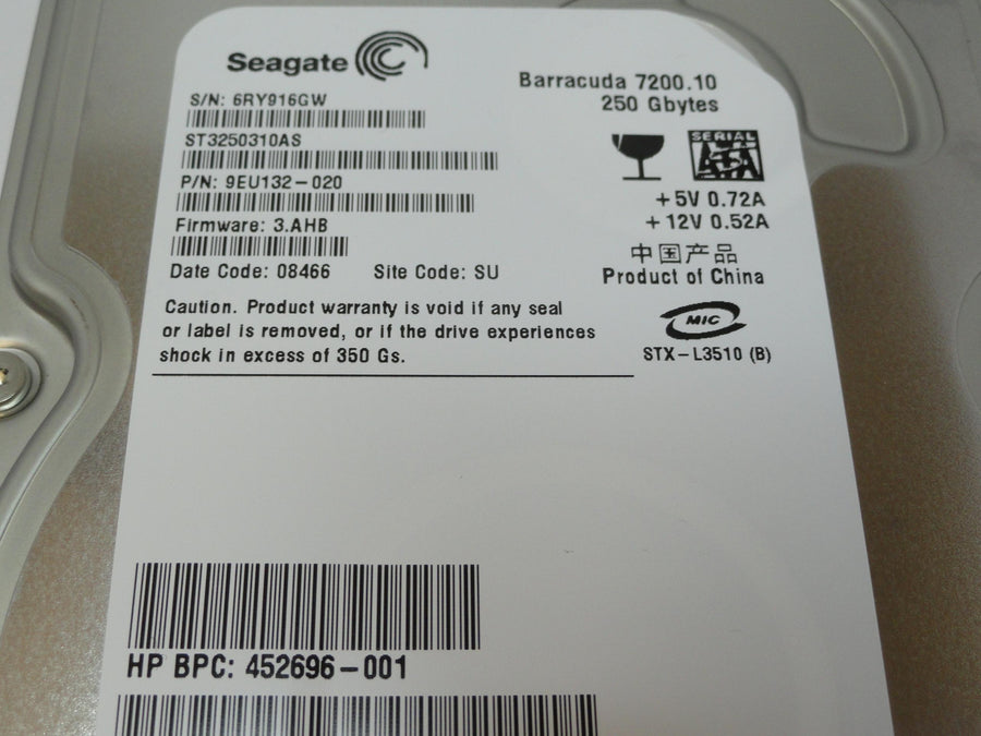 9EU132-020 - Seagate HP 250Gb SATA 7200rpm 3.5in HDD - Refurbished