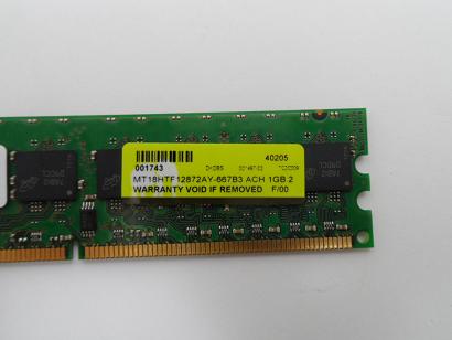 MT18HTF12872AY-667B3 - 1GB Micron MT18HTF12872AY-667B3 PC2-5300E 667MHz 240-P DDR2 ECC Server Memory - Refurbished