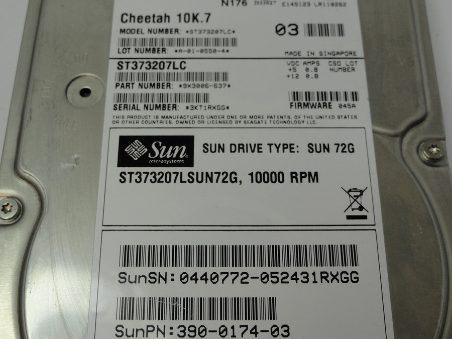 PR18793_9X3006-637_Seagate Sun 72GB SCSI 80 Pin 10Krpm 3.5in HDD - Image2