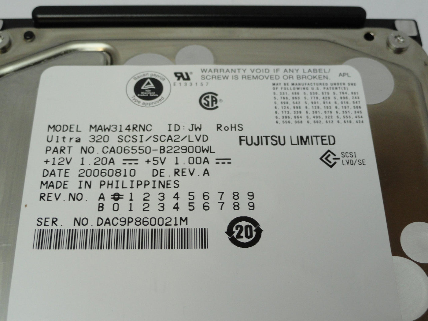 PR18797_CA06550-B22900WL_Fujitsu 146Gb SCSI 80 Pin 10Krpm 3.5in HDD - Image2