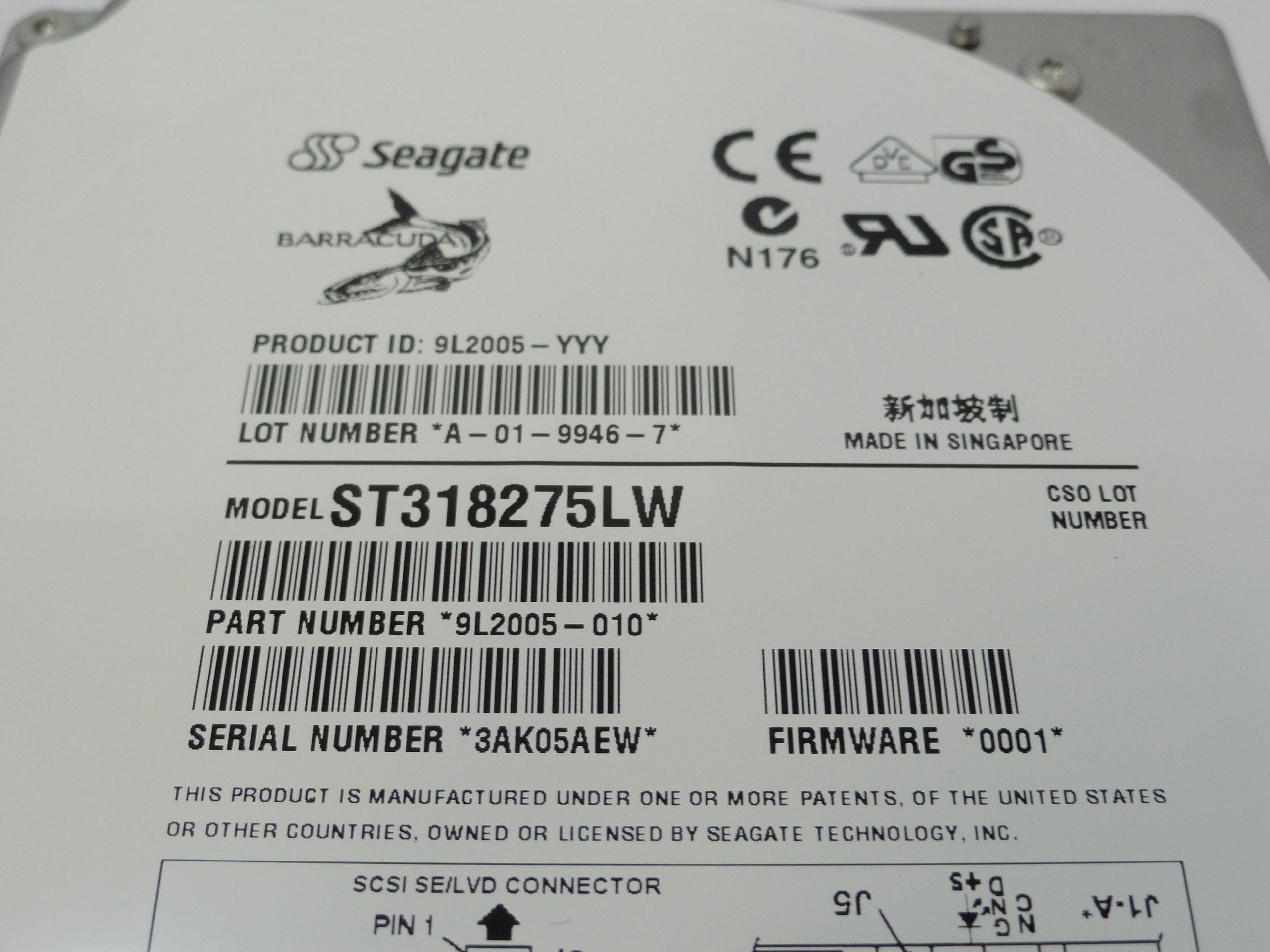 9L2005-010 - Seagate 18Gb SCSI 68 Pin 7200rpm 3.5in HDD - Refurbished