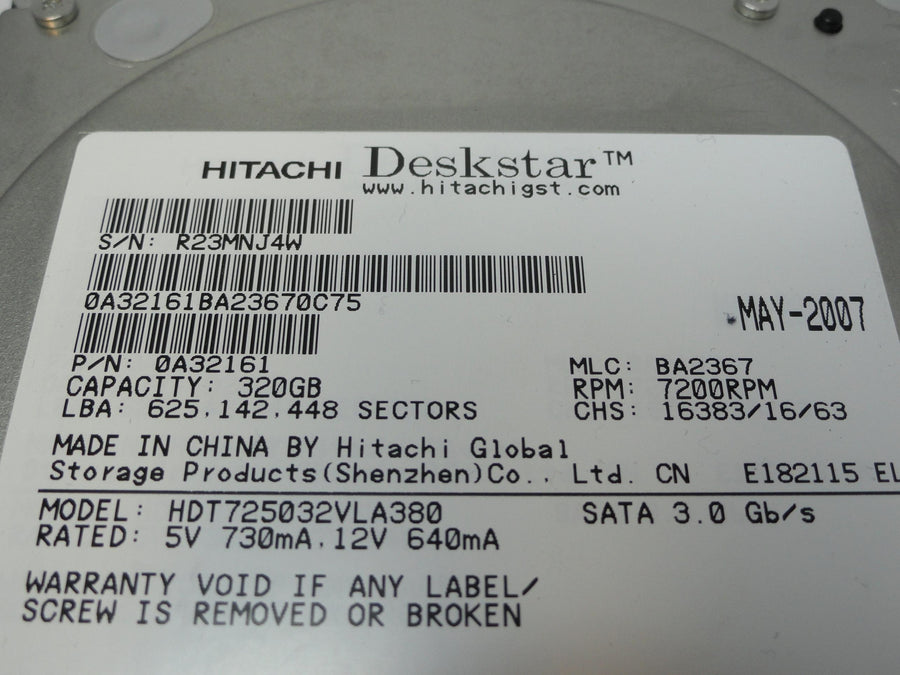 0A32161 - Hitachi 320Gb SATA 7200rpm 3.5in HDD - Refurbished