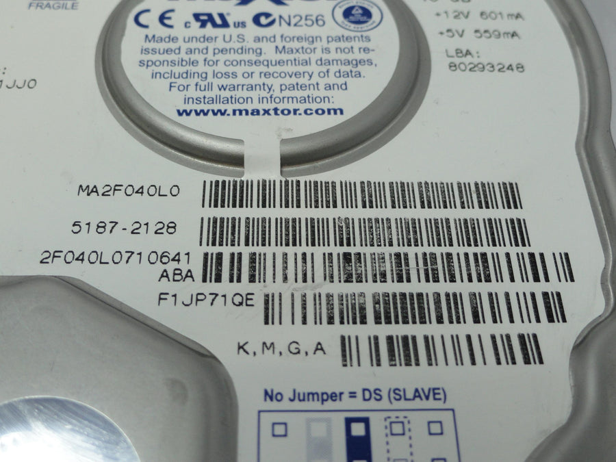 MA2F040L0 - Maxtor HP Fireball 3 40 Gb IDE 5400rpm 3.5in Hard Disk Drive - Refurbished