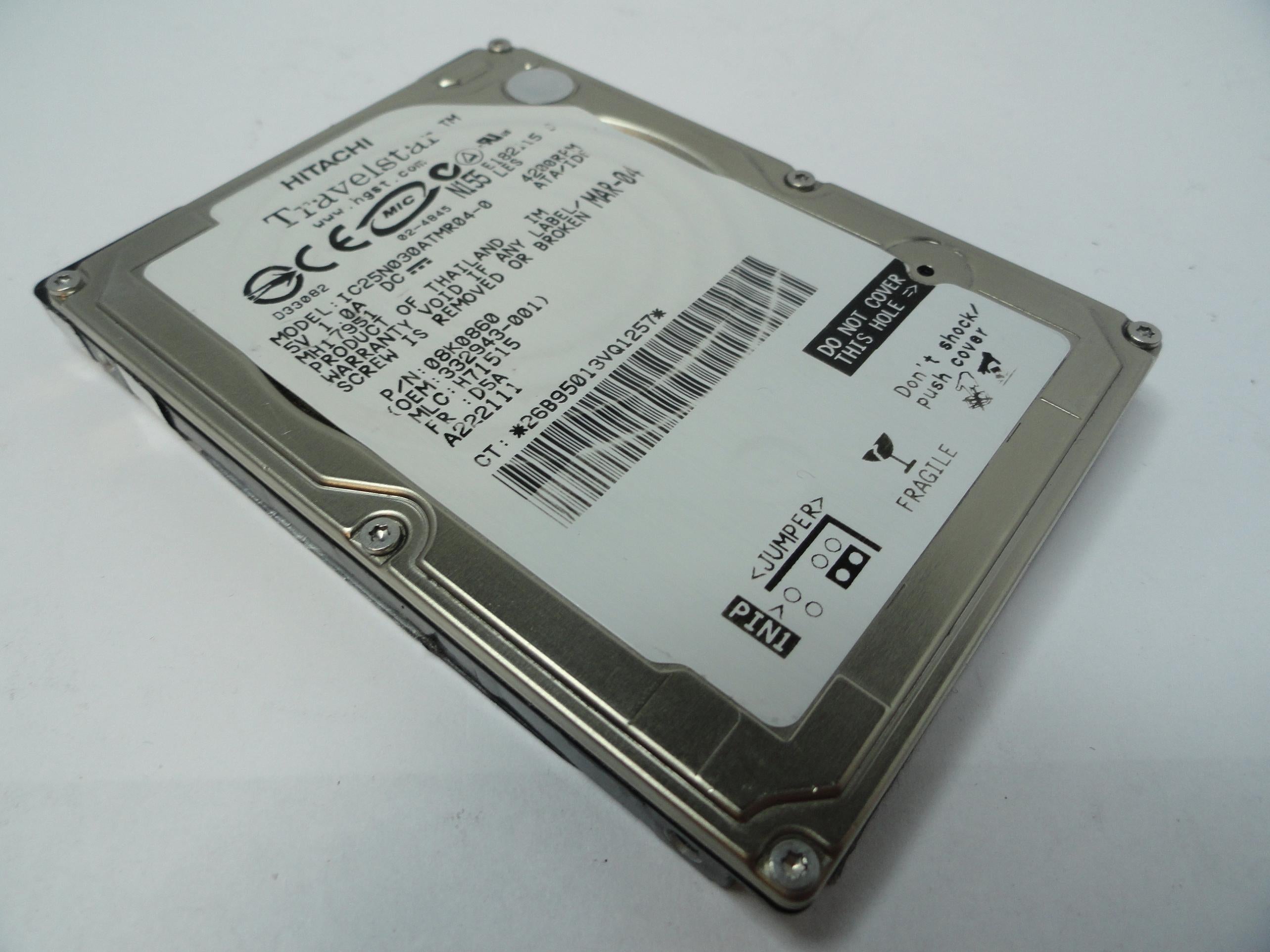 PR19107_08K0860_Hitachi HP 30Gb IDE 4200rpm 2.5in HDD - Image3