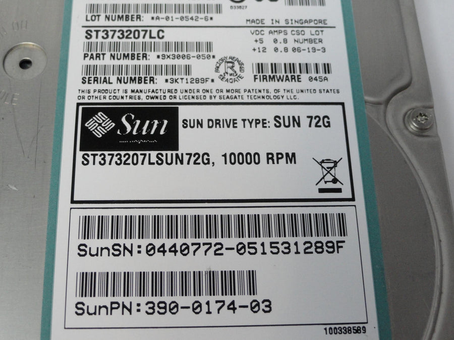 9X3006-050 - Seagate Sun 72GB SCSI 80 Pin 10Krpm Certified Repaired 3.5in Cheetah 10K.7 HDD - Refurbished