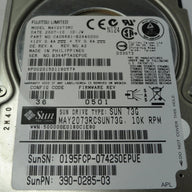 CA06681-B26400SU - Fujitsu Sun 73GB SAS 10Krpm 2.5in HDD - Refurbished