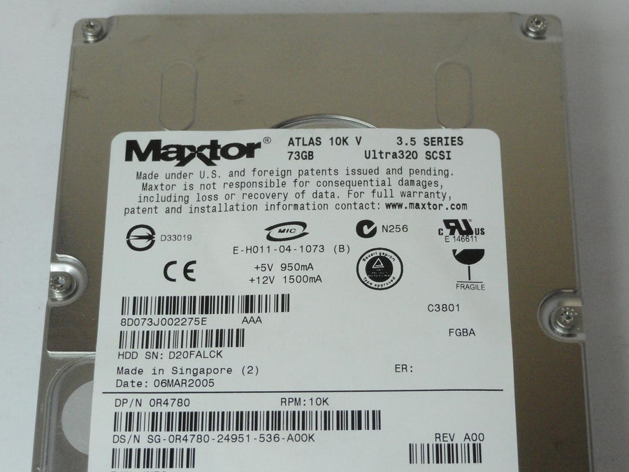 PR19291_8D073J0_Maxtor Dell 73Gb SCSI 80 Pin 10Krpm 3.5in HDD - Image2