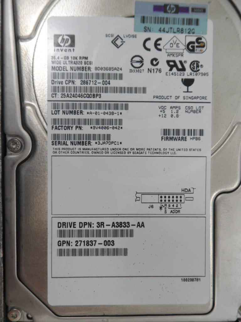 PR21286_9V4006-042_Seagate HP 36.4GB SCSI 80 Pin 10Krpm 3.5in HDD - Image2