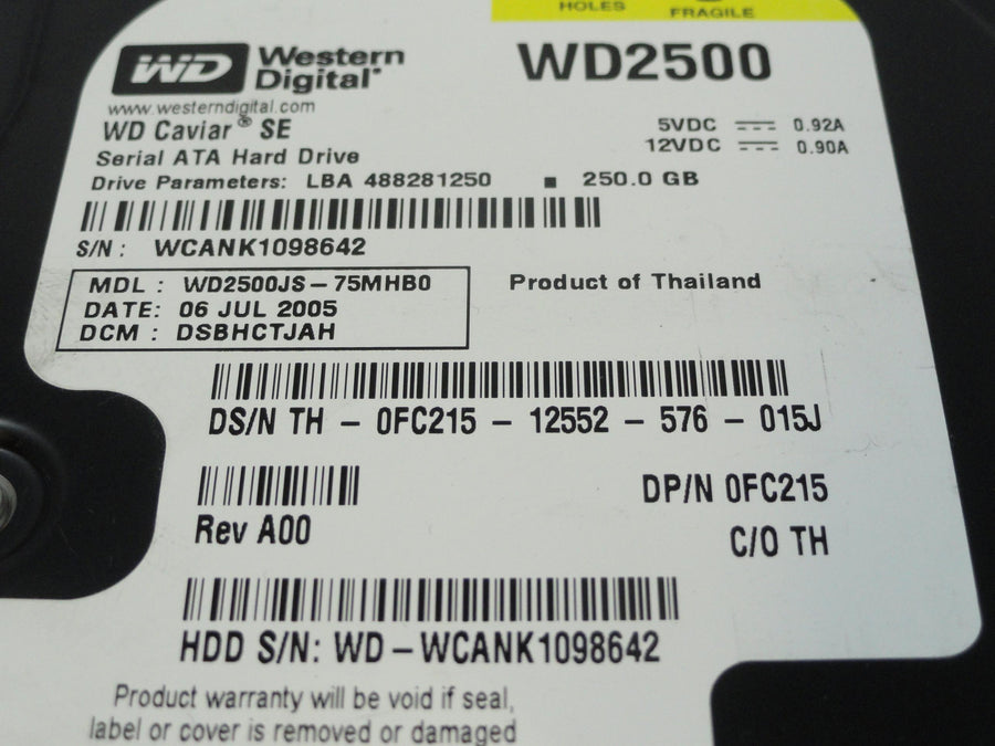PR20857_WD2500JS-75MHB0_Western Digital Dell 250Gb SATA 7200rpm 3.5in HDD - Image2