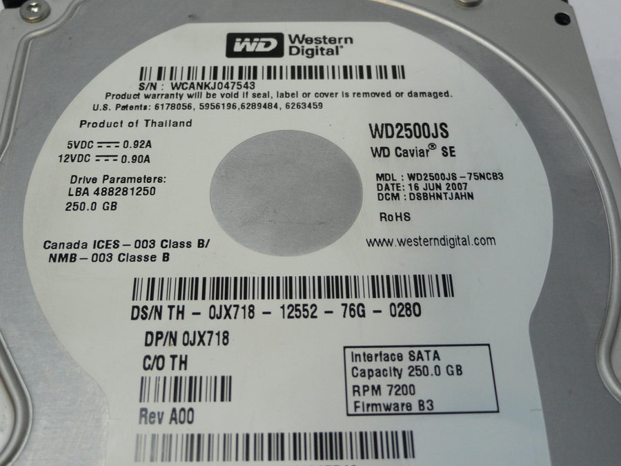 PR20855_WD2500JS-75NCB3_Western Digital Dell 250Gb SATA 7200rpm 3.5in HDD - Image2