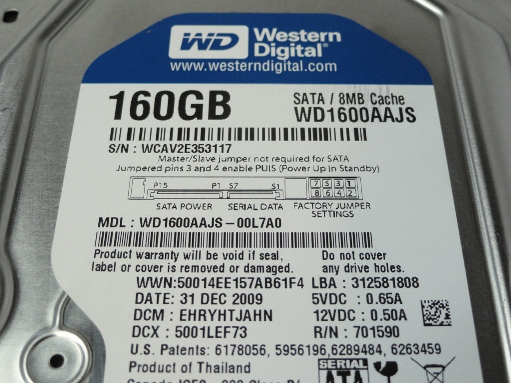 PR22033_WD1600AAJS-00L7A0_Western Digital 160Gb SATA 7200rpm 3.5in HDD - Image2