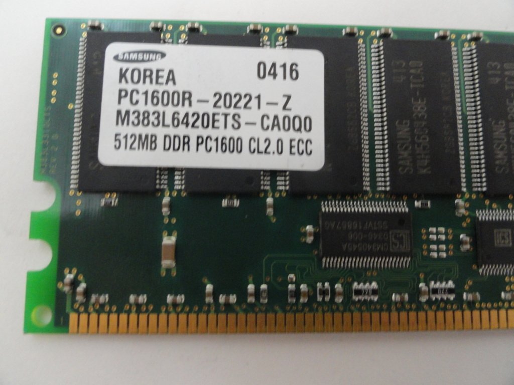 M383L6420ETS-CA0Q0 - Samsung HP 512Mb DDR PC1600 200MHz CL2 ECC RAM Module - Refurbished