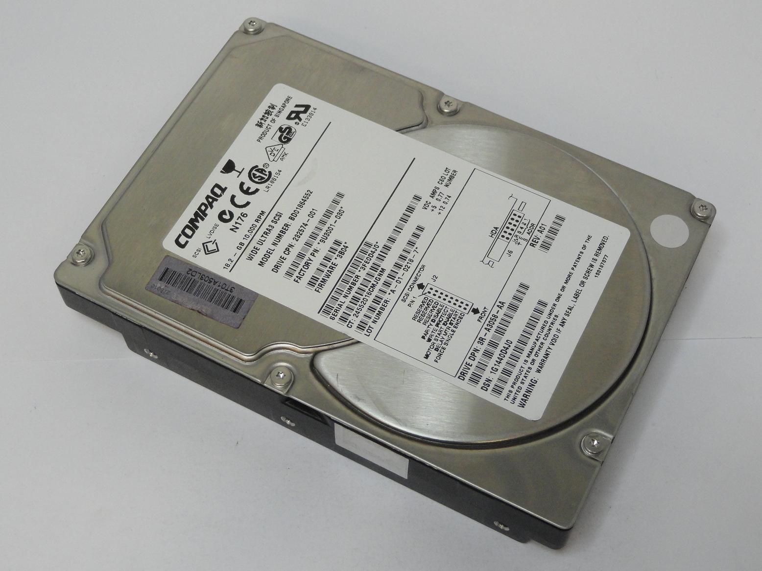 9U3001-030 - Seagate Compaq 18.2GB SCSI 80 Pin 10Krpm 3.5in HDD - Refurbished