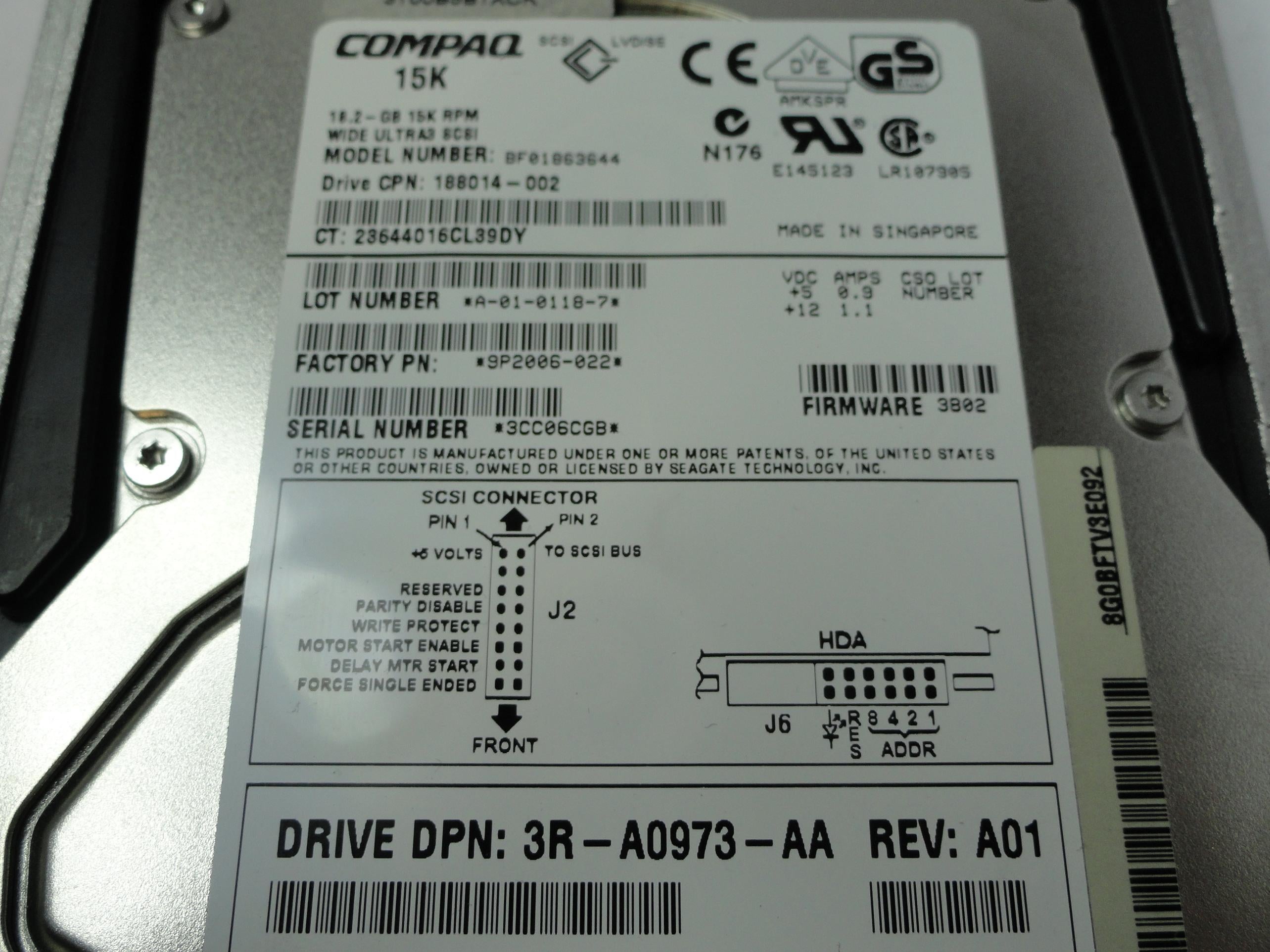 PR21748_9P2006-022_Seagate Compaq 18.2GB SCSI 80 Pin 15Krpm 3.5in HDD - Image2