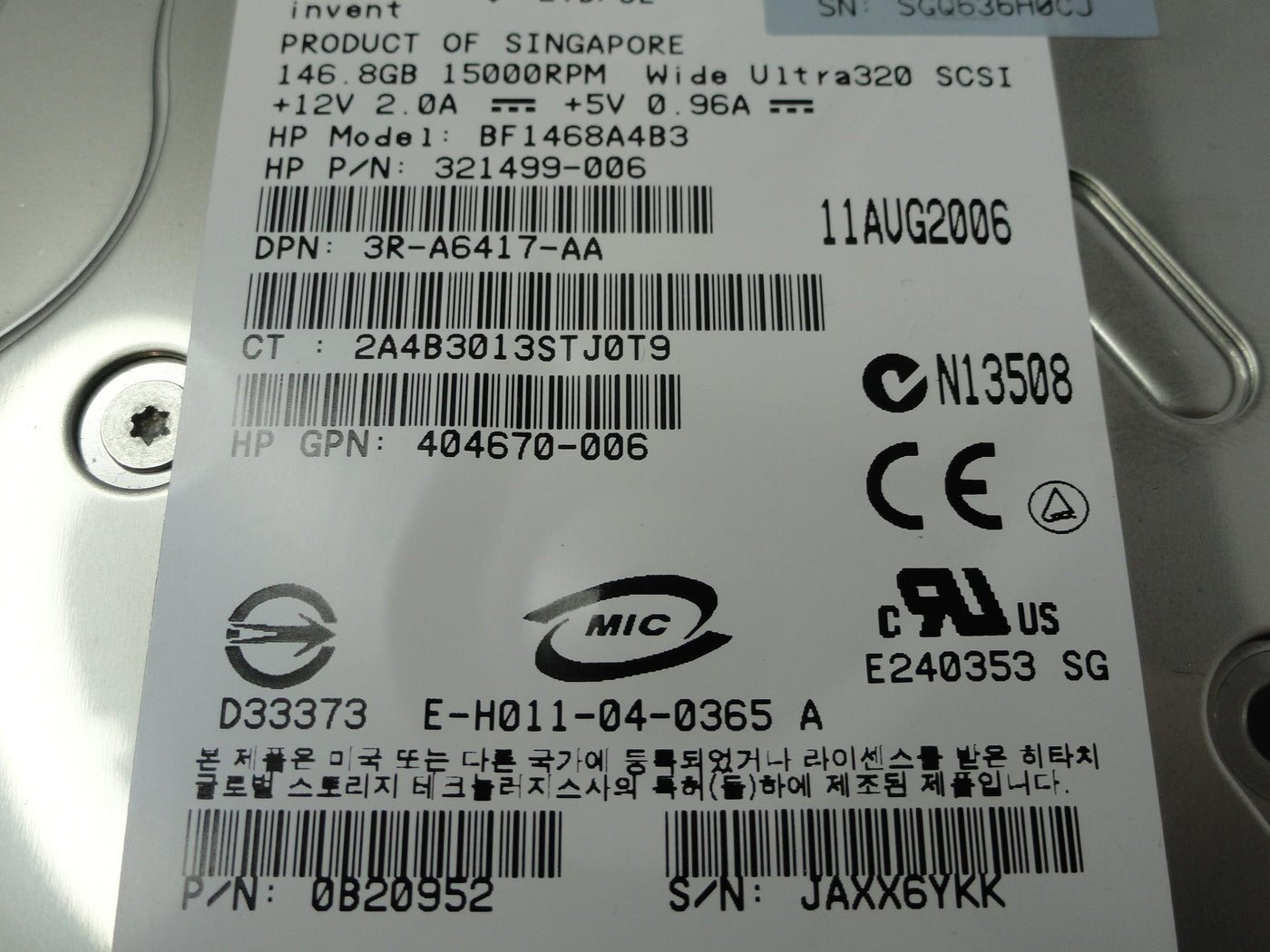 PR20548_0B20952_Hitachi HP 146.8GB SCSI 80 Pin 15Krpm 3.5in HDD - Image3