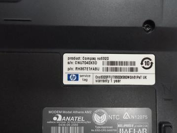 nc6320 - HP nc6320 512Mb Ram 1.6Ghz No HDD Laptop - Dark Gray - With PSU - USED
