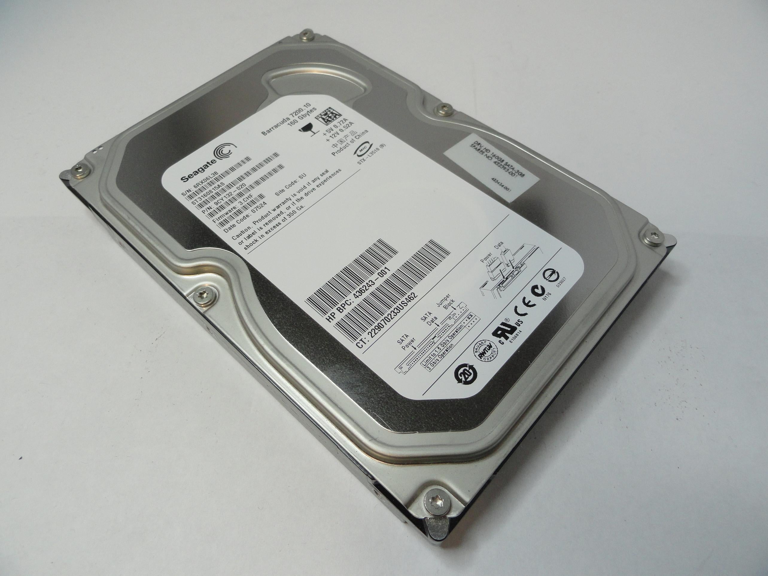 9CY132-020 - Seagate HP 160Gb SATA 7200rpm 3.5in HDD - Refurbished