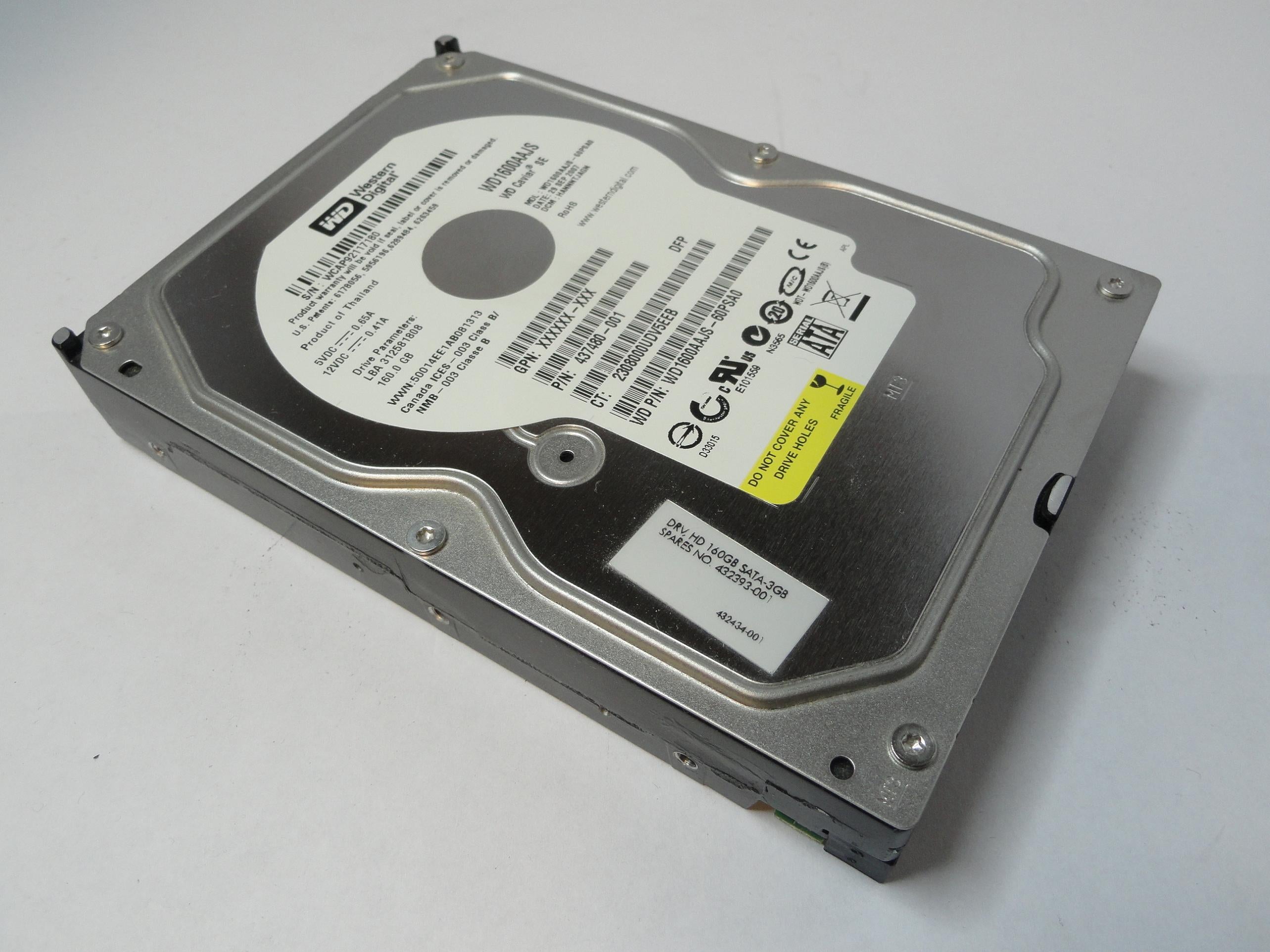 WD1600AAJS-60PSA0 - Western Digital HP 160GB SATA 7200rpm 3.5in Caviar SE HDD - Refurbished