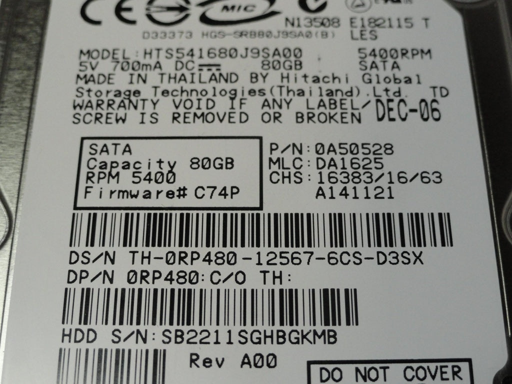 PR20152_0A50528_Hitachi Dell 80Gb SATA 5400rpm 2.5in HDD - Image3