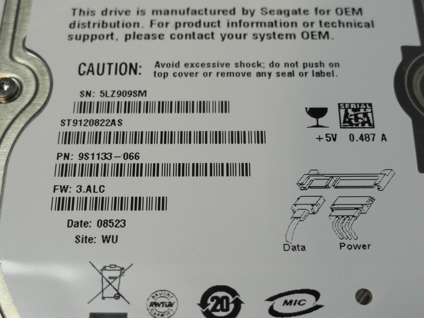 9S1133-066 - Seagate 120Gb SATA 5400rpm 2.5in HDD - Refurbished