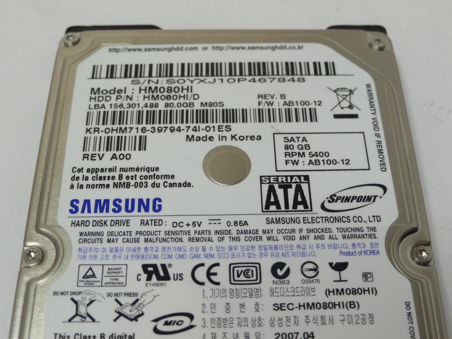 PR20158_HM080HI/D_Samsung Dell 80GB SATA 5400rpm 2.5in HDD - Image3