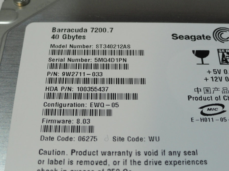9W2711-033 - Seagate Dell 40GB SATA 7200rpm 3.5in Barracuda 7200.7 HDD - Refurbished