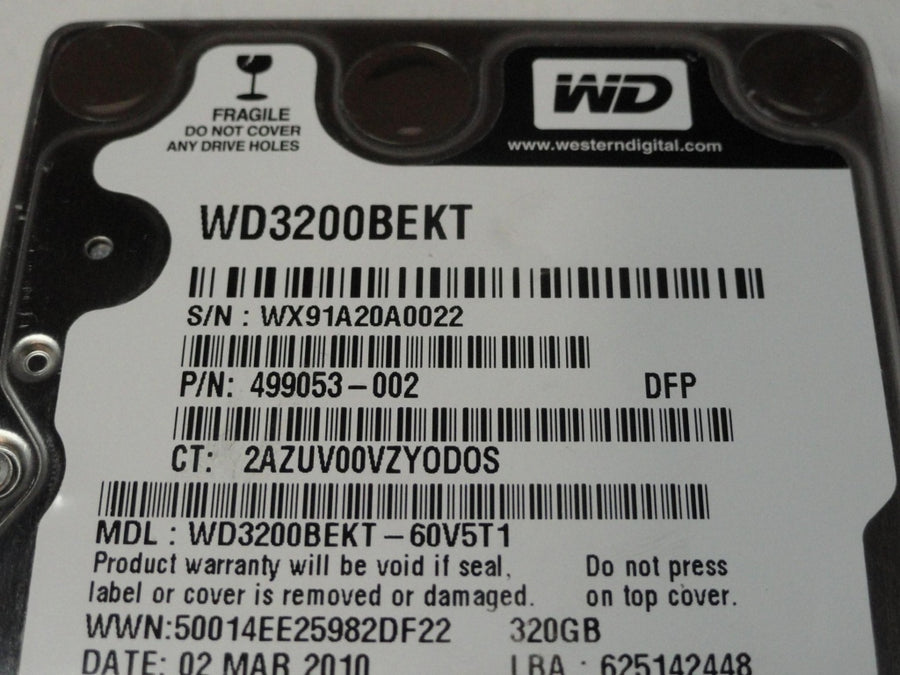 WD3200BEKT-60V5T1 - Western Digital HP 320GB SATA 7200rpm 2.5in Scorpio Black HDD - Refurbished