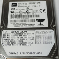 HDD2181 - Toshiba HP 30GB IDE 4200rpm 2.5in HDD - Refurbished