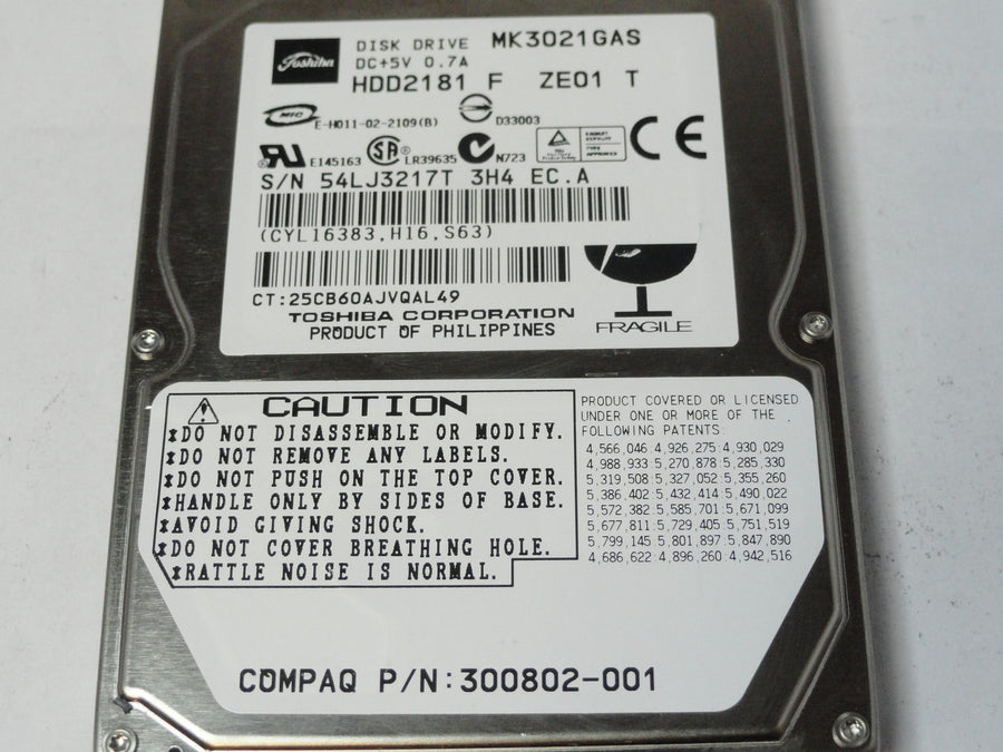 HDD2181 - Toshiba HP 30GB IDE 4200rpm 2.5in HDD - Refurbished