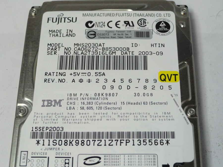 CA06272-B853000B - Fujitsu IBM 30GB IDE 4200rpm 2.5in HDD - Refurbished