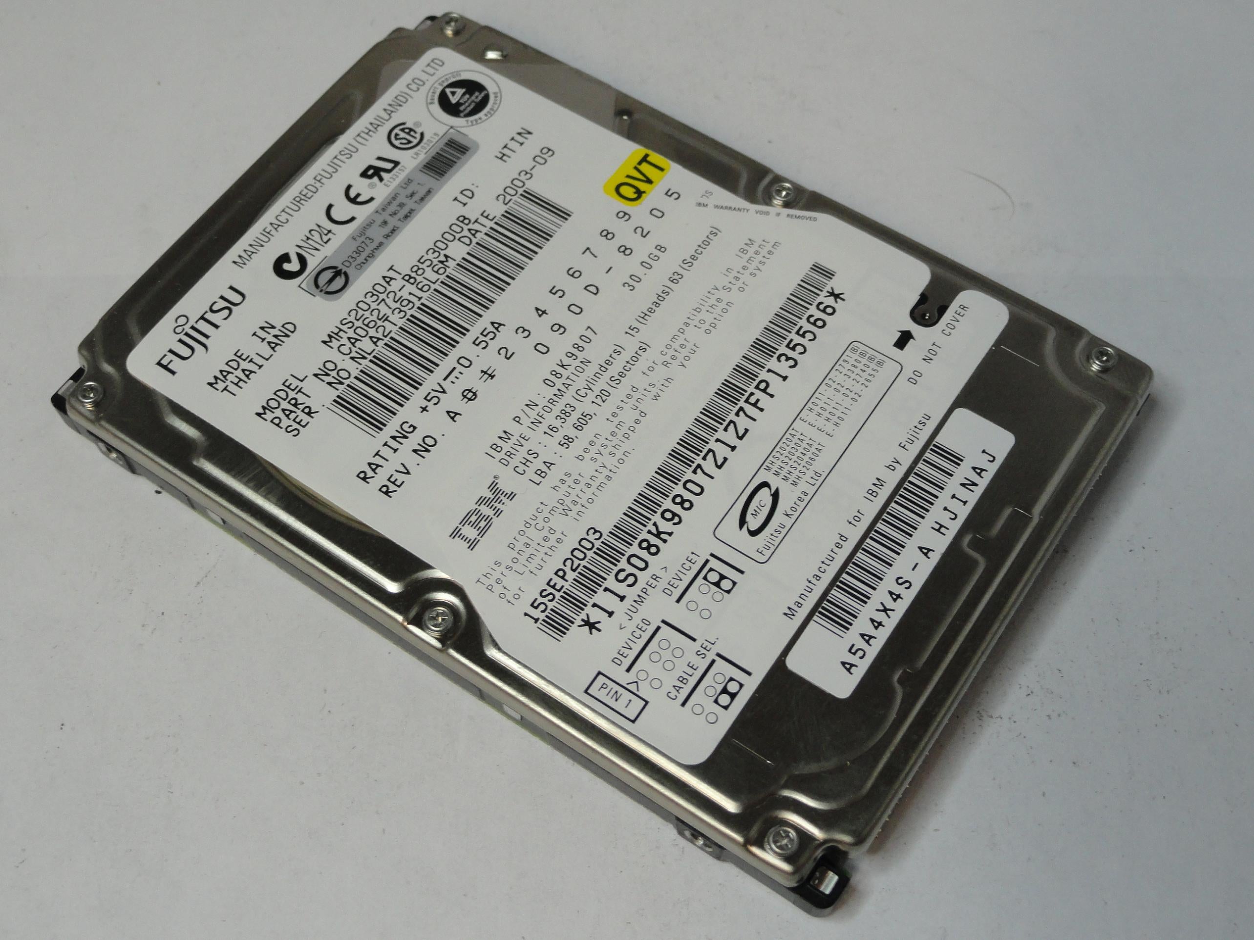 PR20266_CA06272-B853000B_Fujitsu IBM 30GB IDE 4200rpm 2.5in HDD - Image2