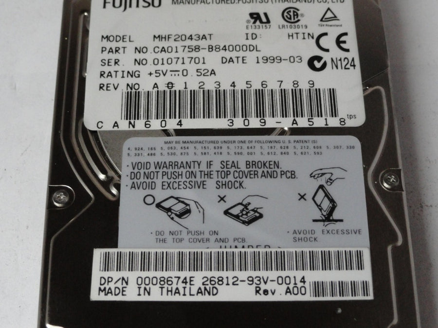 CA01758-B84000DL - Fujitsu Dell 4.3Gb IDE 4200rpm 2.5in HDD - Refurbished