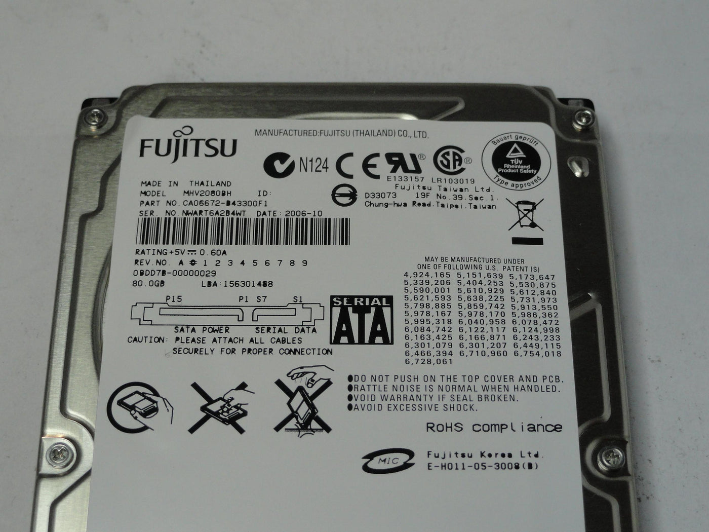 PR20353_CA06672-B43300F1_Fujitsu 80Gb SATA 5400rpm 2.5in HDD - Image3
