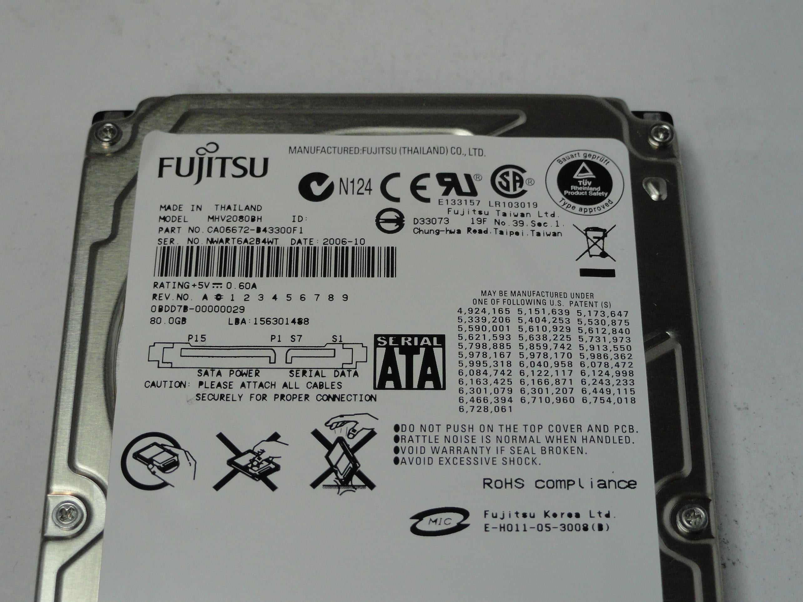 PR20353_CA06672-B43300F1_Fujitsu 80Gb SATA 5400rpm 2.5in HDD - Image3