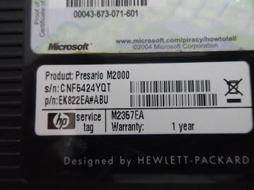 PR20385_EK822EA#ABU_Compaq Presario M2000 1.6Ghz 1Gb Ram No HDD Laptop - Image5