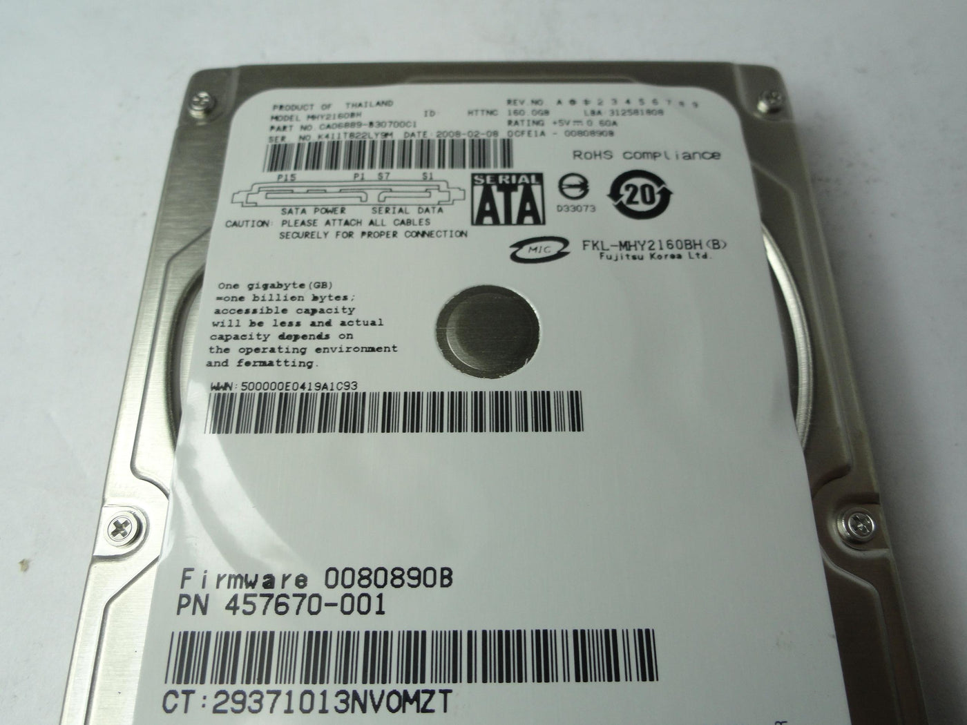 CA06889-B30700C1 - Fujitsu HP 160Gb SATA 5400rpm 2.5in HDD - Refurbished