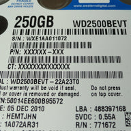 WD2500BEVT-22A23T0 - Western Digital 250Gb SATA 5400rpm 2.5in HDD - Refurbished