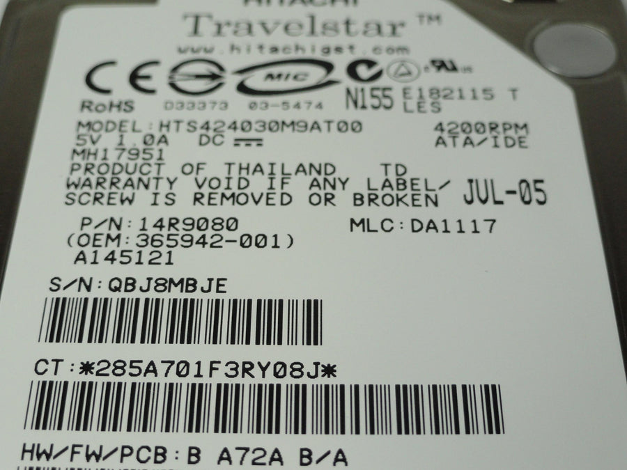 14R9080 - Hitachi Compaq 30GB IDE 4200rpm 2.5in Travelstar HDD - Refurbished