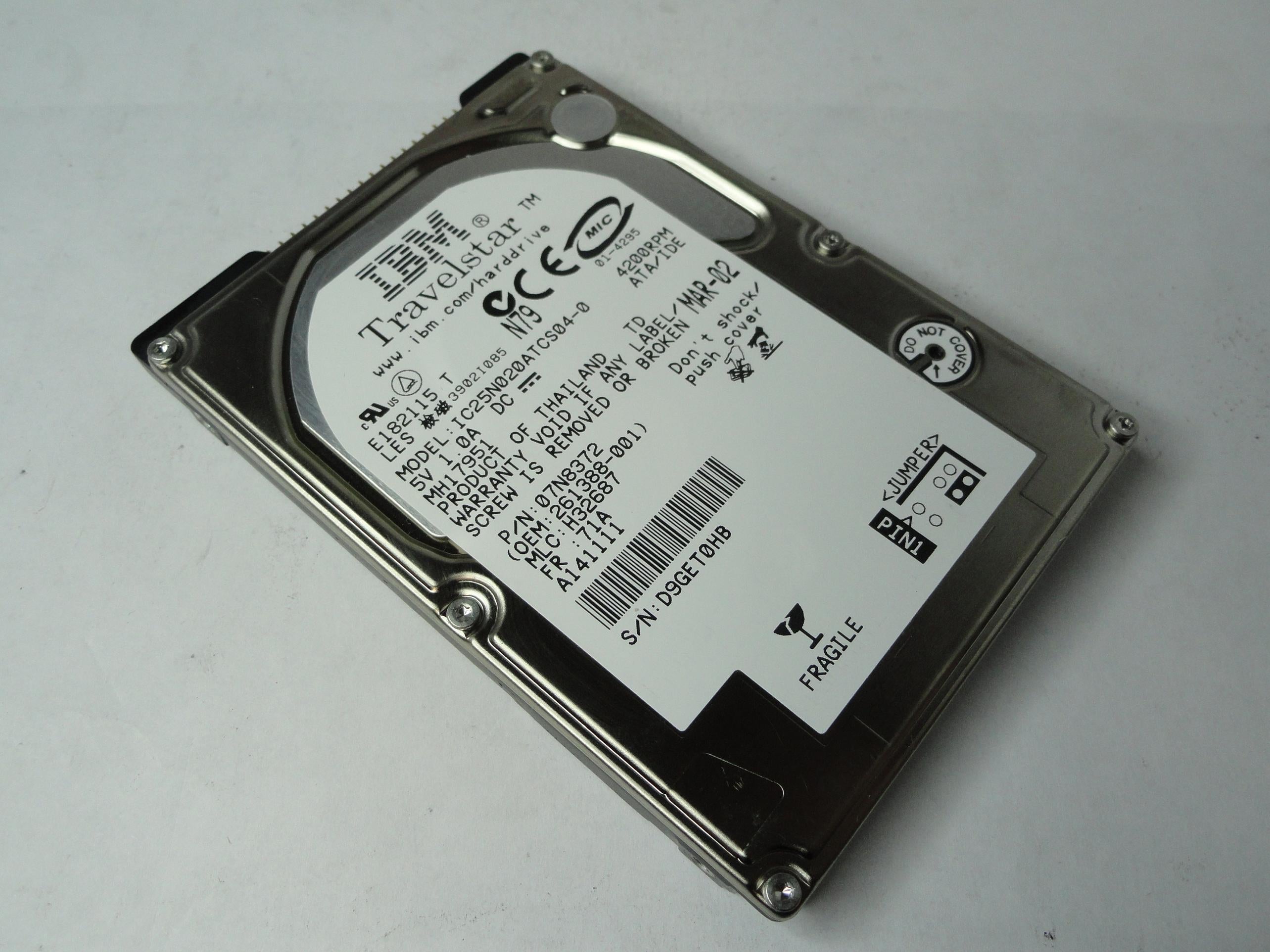 PR20468_07N8372_IBM Compaq 20Gb IDE 4200rpm 2.5in HDD - Image2