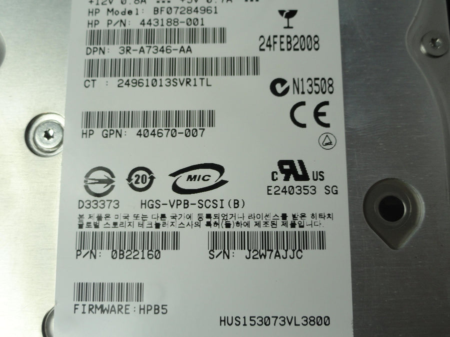 0B22160 - Hitachi HP 72.8GB SCSI 80 Pin 15Krpm 3.5in HDD in Caddy - Refurbished