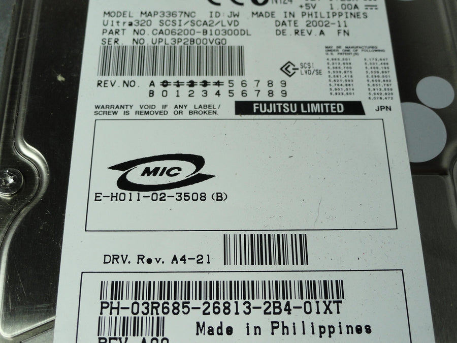 CA06200-B10300DL - Fujitsu Dell 36.7GB SCSI 80 Pin 10Krpm 3.5in HDD in Caddy - Refurbished