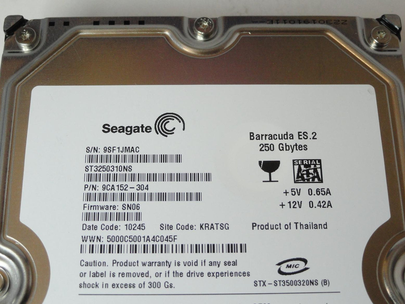 PR10430_9CA152-304_Seagate 250Gb SATA 7200rpm 3.5in HDD - Image3