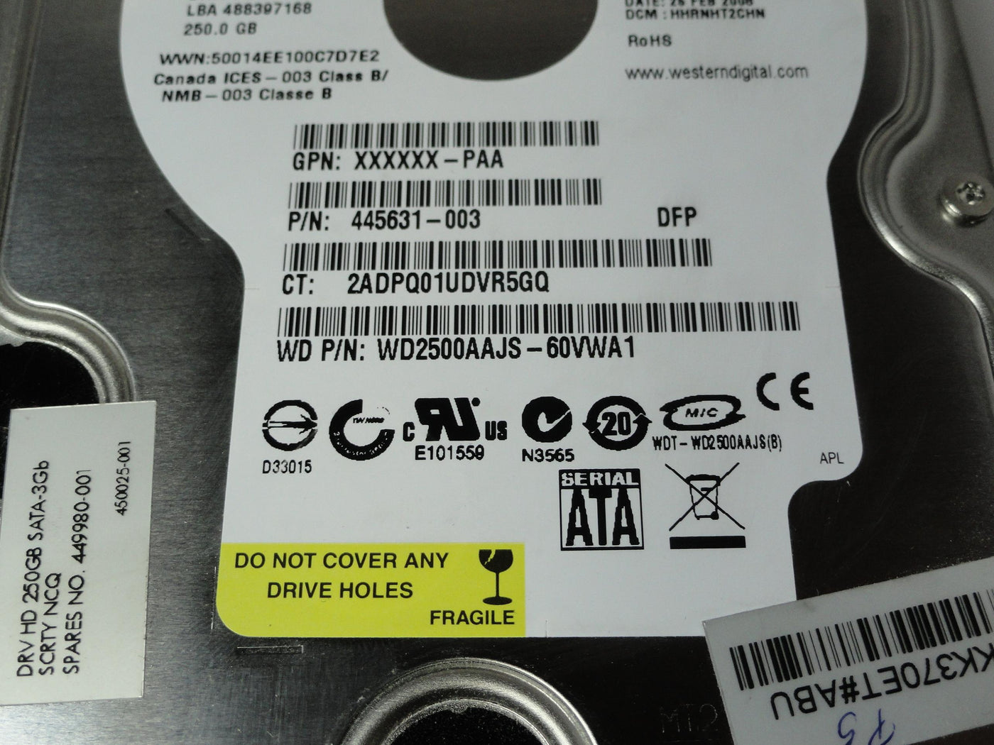 PR20865_WD2500AAJS-60VWA1_Western Digital HP 250Gb SATA 7200rpm 3.5in HDD - Image2