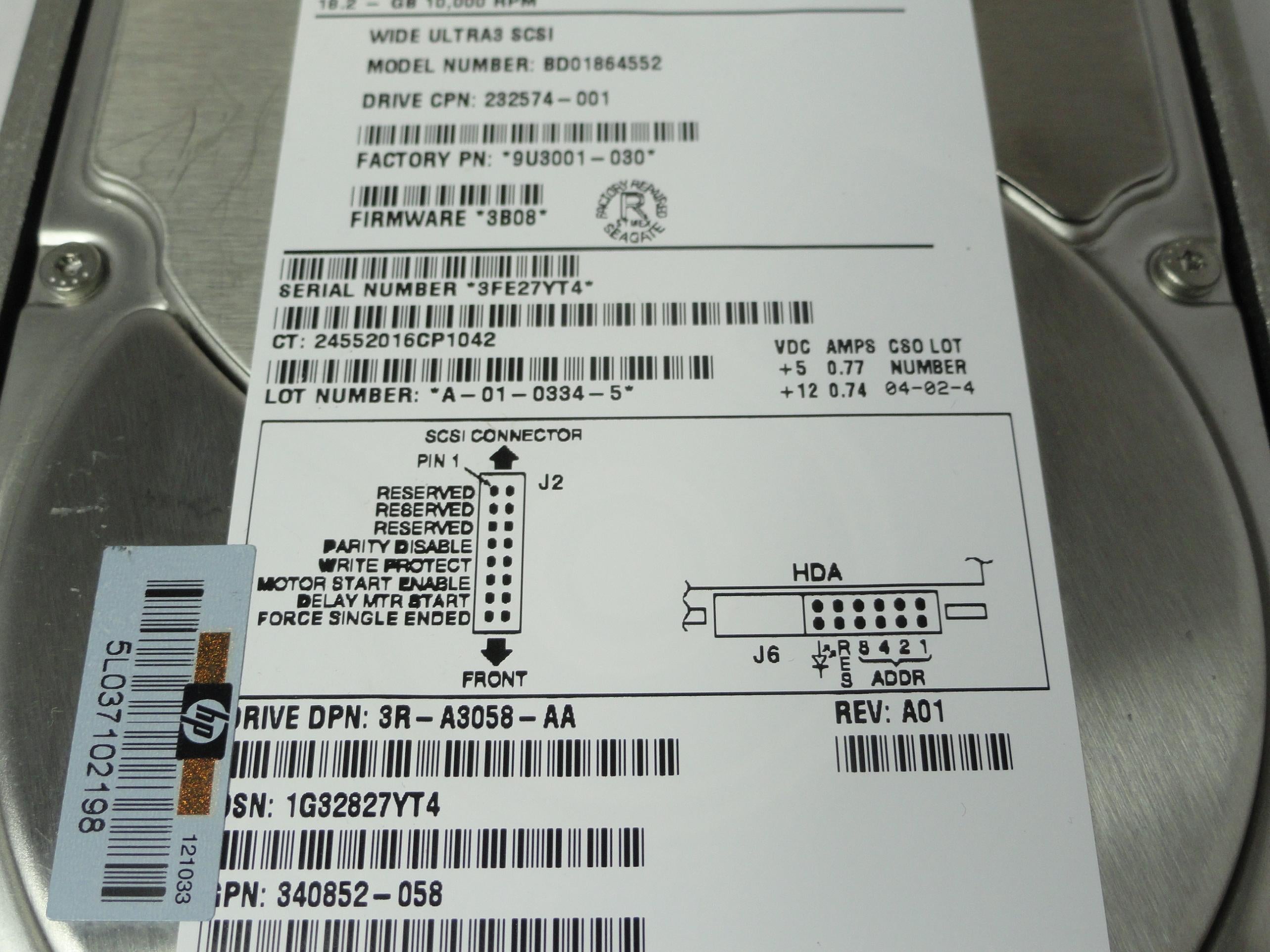 PR20936_9U3001-030_Seagate Compaq 18.2GB SCSI 80 10Krpm ReCert HDD - Image3