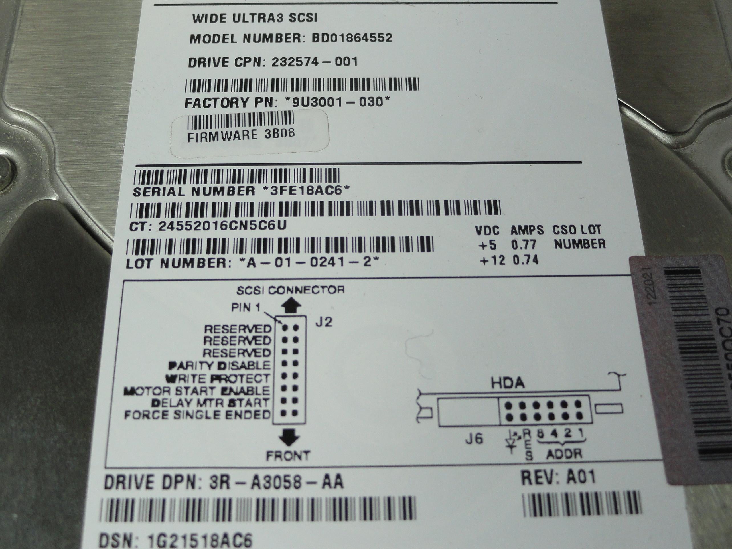 PR20937_9U3001-030_Seagate Compaq 18.2GB SCSI 80 Pin 10Krpm 3.5in HDD - Image3