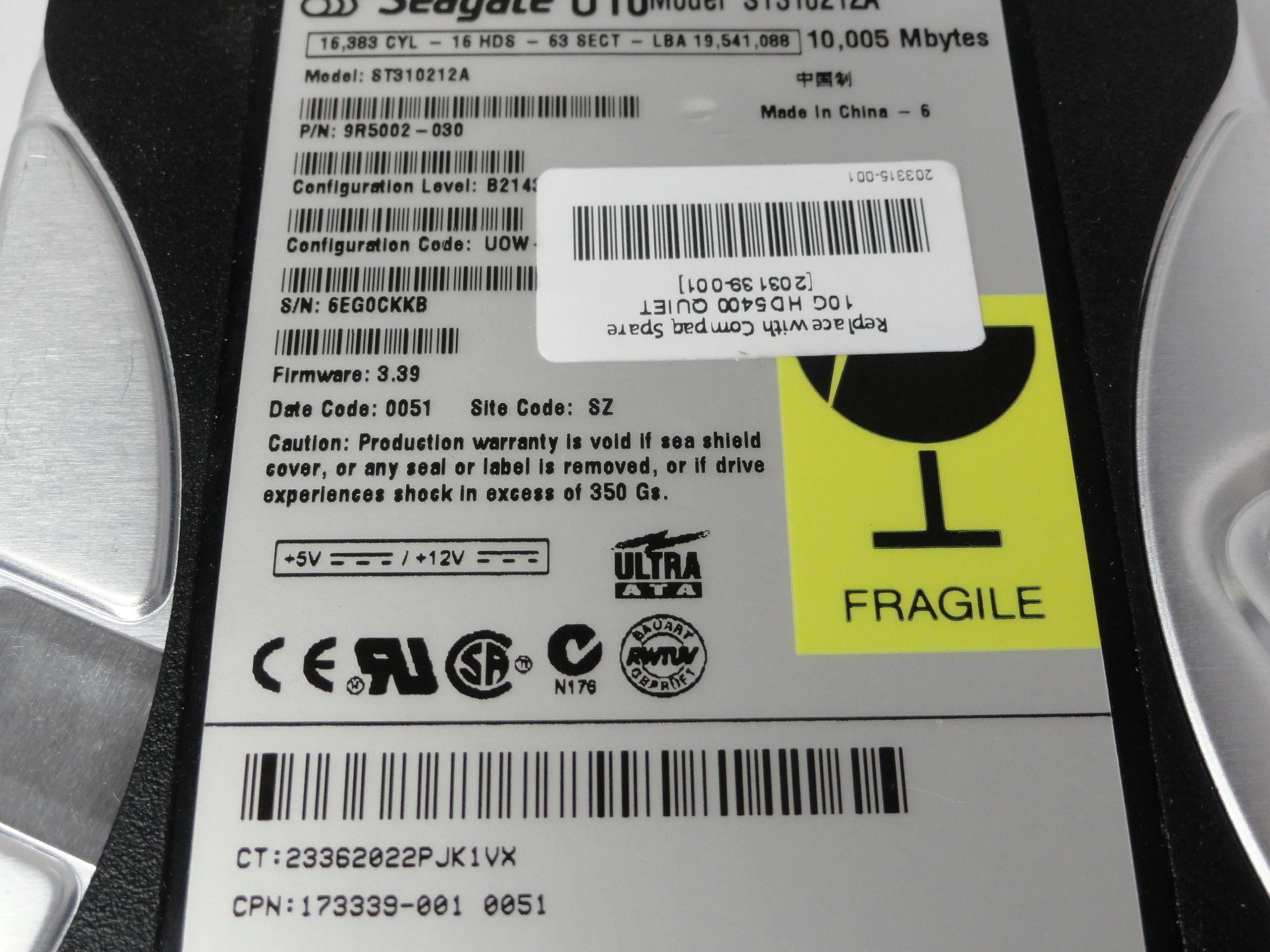 PR20939_9R5002-030_Seagate Compaq 10GB IDE 5400rpm 3.5in HDD - Image3