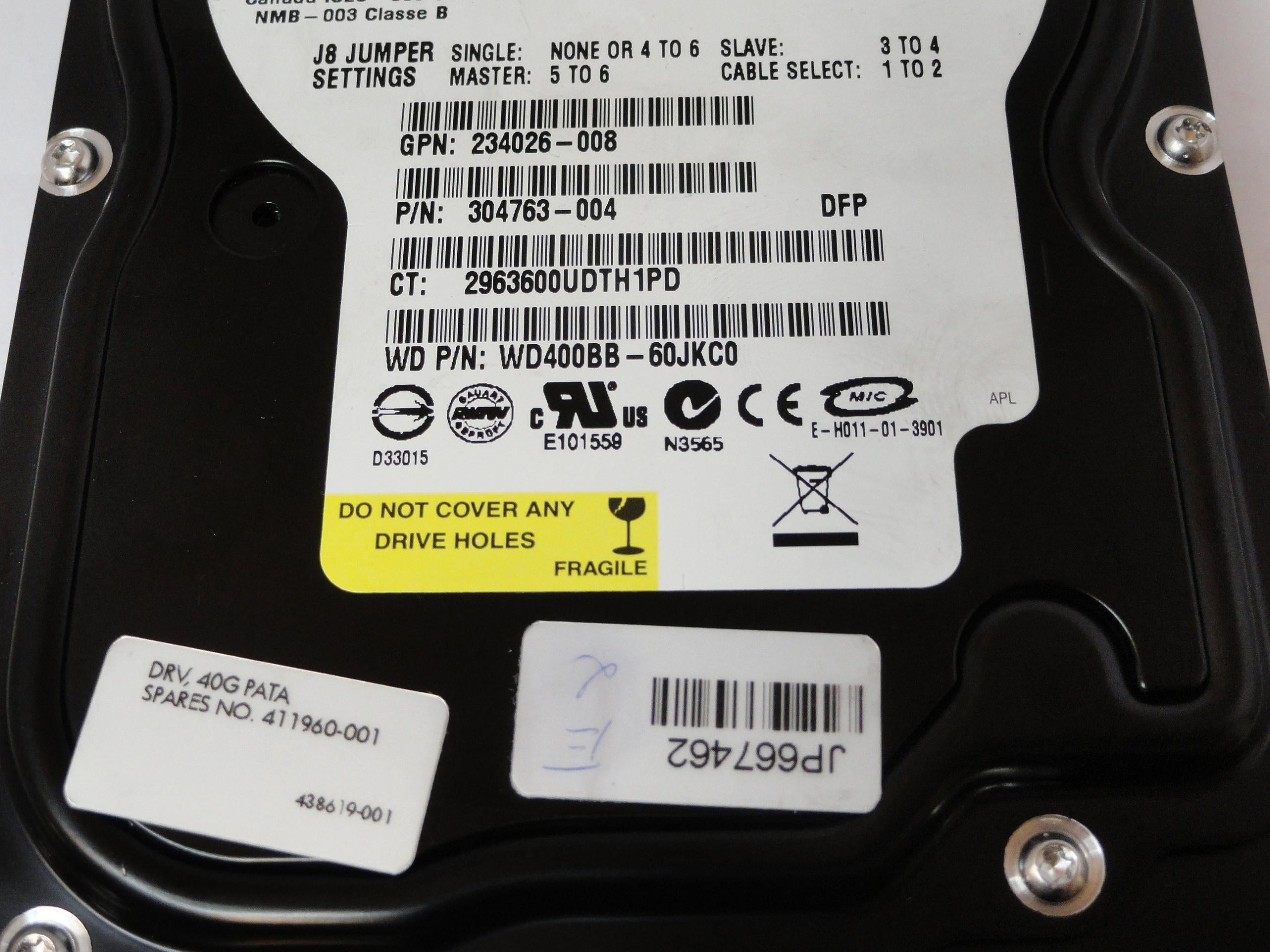 PR21015_WD400BB-60JK0_Western Digital HP 40Gb IDDE 7200rpm 3.5in HDD - Image2